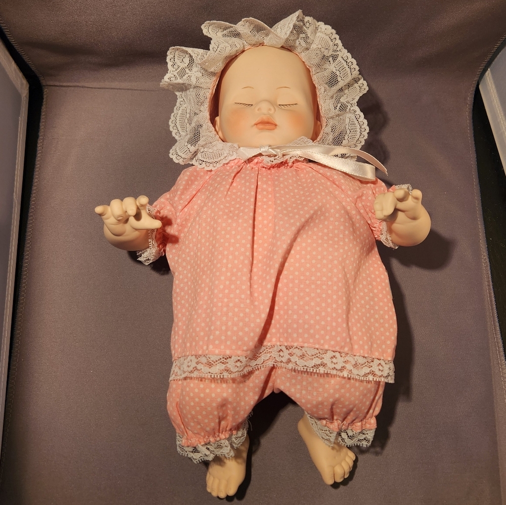Charming TARKOS Pink and White Doll with Lace Details